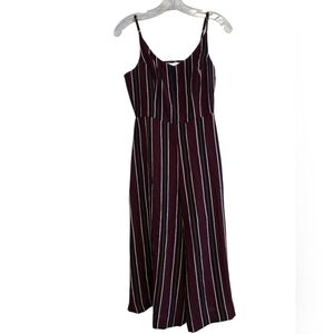 BP Burgundy and White Striped Jumpsuit Size Small